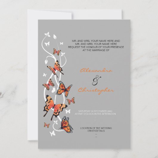 Butterfly-Hochzeitsankündigung Einladung (Rückseite)