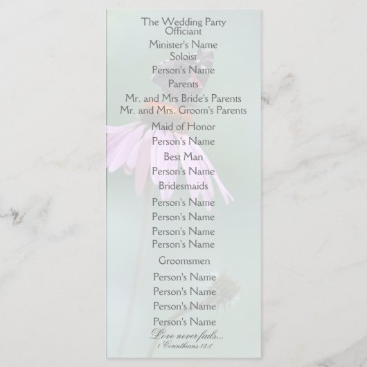 Butterfly-Hochzeitsprogramm /grau Programm (Rückseite)