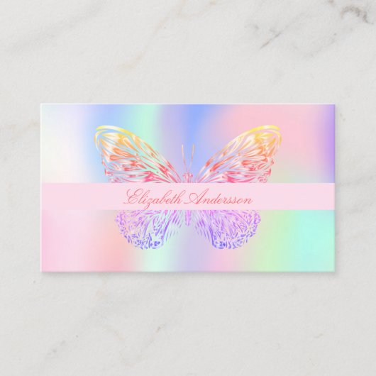 Butterfly holografisch rosa QR-Code für soziale Me Visitenkarte (Vorderseite)