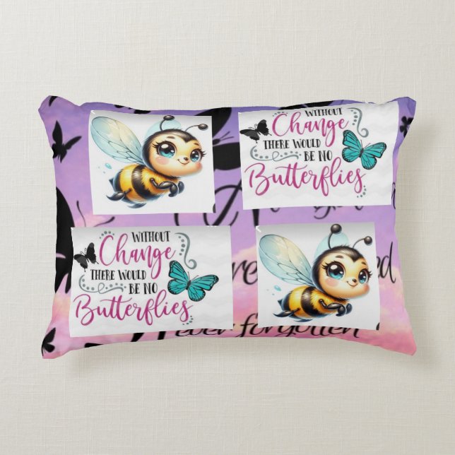 BUTTERFLY 🦋 & HONEY BEE KOMBINATION Accent PILLOW Dekokissen (Vorderseite)