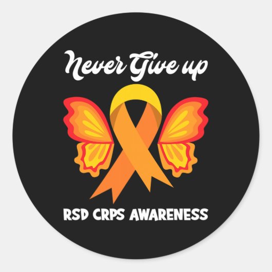 Butterfly Hope Fighter Orange Ribbon RSD CRPS Awar Runder Aufkleber (Vorderseite)
