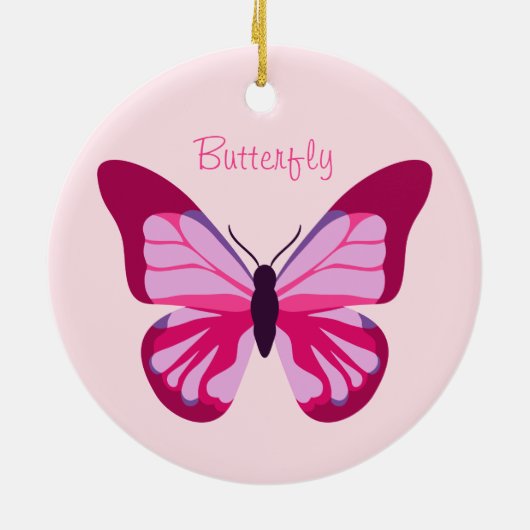 Butterfly Hübsch Pink Lila Keramikornament (Hinten)