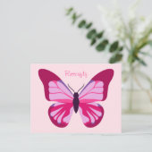 Butterfly Hübsch Pink Lila Postkarte (Stehend Vorderseite)