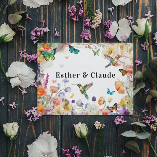 Butterfly Hummingbird Wildblume Meadow Karte