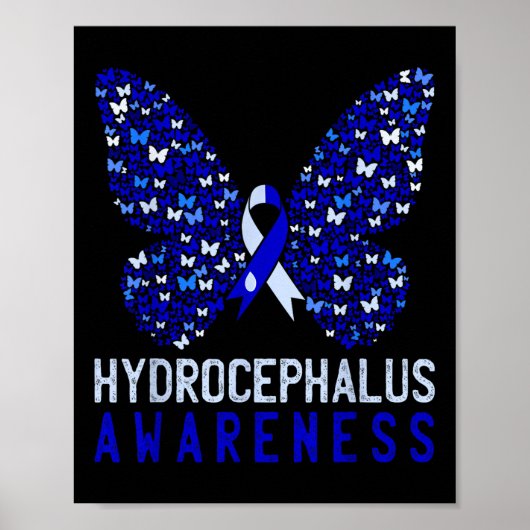 Butterfly Hydrocephalus Awareness Montag Blue Ribb Poster (Vorne)