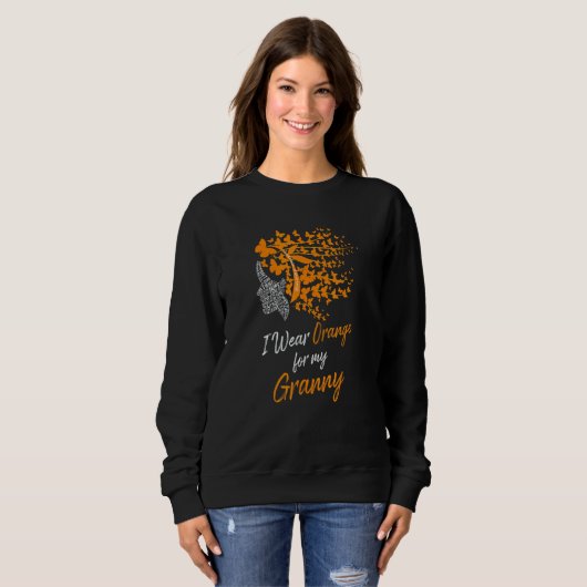 Butterfly I Wear Orange For My Granny Leukemia Awa Sweatshirt (Vorne ganz)