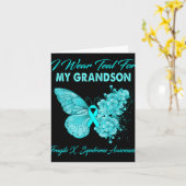 Butterfly I Wear Teal For My Grandson Fragile X Sy Karte (Gelbe Blume)