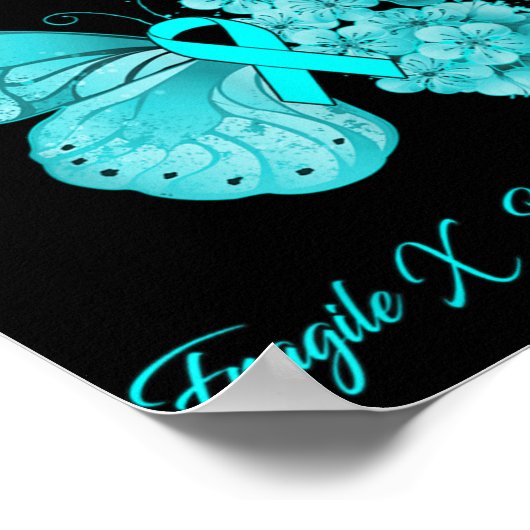 Butterfly I Wear Teal For My Grandson Fragile X Sy Poster (Ecke)