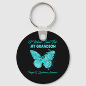 Butterfly I Wear Teal For My Grandson Fragile X Sy Schlüsselanhänger (Vorderseite)