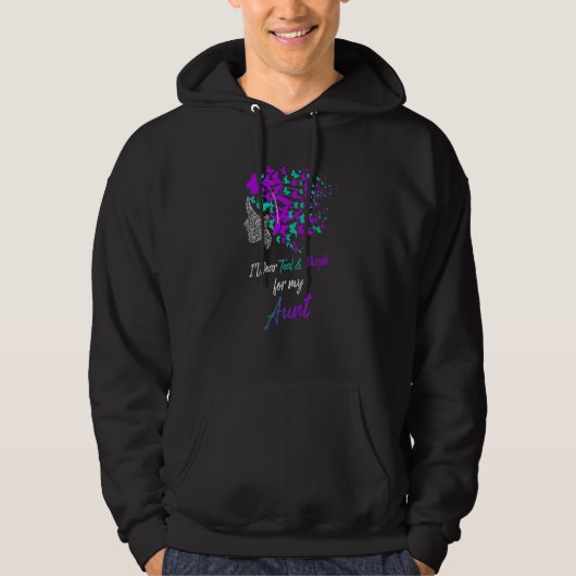 Butterfly I Wear Teal & Purple For Aunt Suicide Pr Hoodie (Vorderseite)