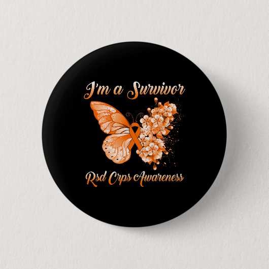 Butterfly Ich bin ein Survivor RSD CRPS Bewusstsei Button (Vorderseite)