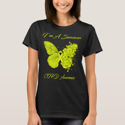 Butterfly Ich bin ein Überlebender COPD-Bewusstsei T-Shirt (Vorderseite)