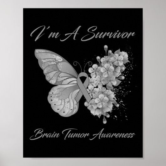 Butterfly Ich bin ein Überlebender Hirntumorbewuss Poster (Vorne)