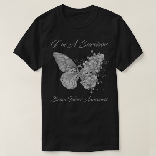 Butterfly Ich bin ein Überlebender Hirntumorbewuss T-Shirt (Design vorne)