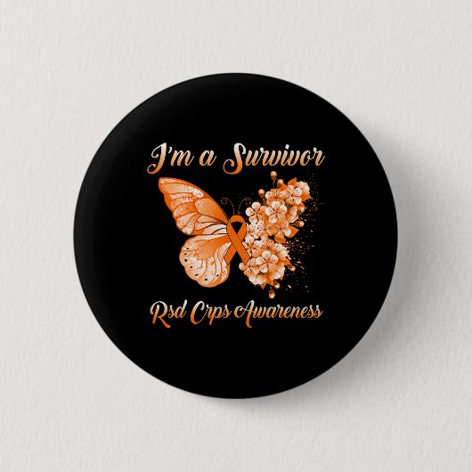 Butterfly Ich bin ein Überlebender Rsd Crps Bewuss Button (Vorderseite)