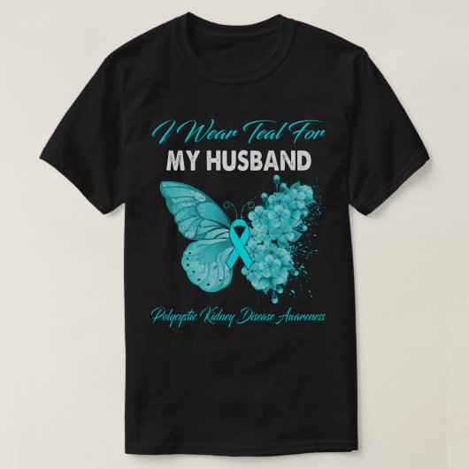 Butterfly Ich trage Aquamarin für mein Ehemann pol T-Shirt (Design vorne)
