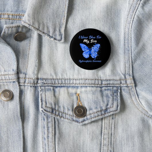 Butterfly Ich trage Blau für meinen Sohn Hydroceph Button (Beispiel)