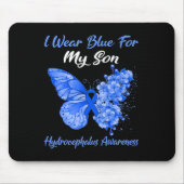 Butterfly Ich trage Blau für meinen Sohn Hydroceph Mousepad (Vorne)