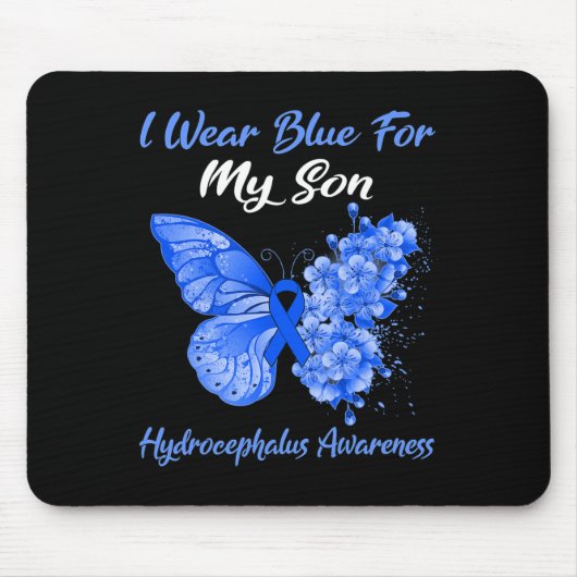 Butterfly Ich trage Blau für meinen Sohn Hydroceph Mousepad (Vorne)