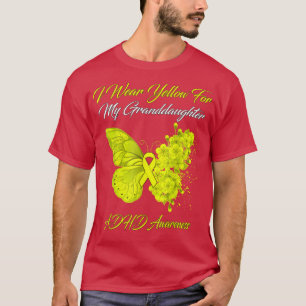 Butterfly Ich trage Gelb für meine Enkelin ADHD T-Shirt