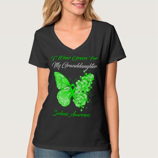 Butterfly Ich trage Grün für meine Großtochter Sco T-Shirt (Vorderseite)