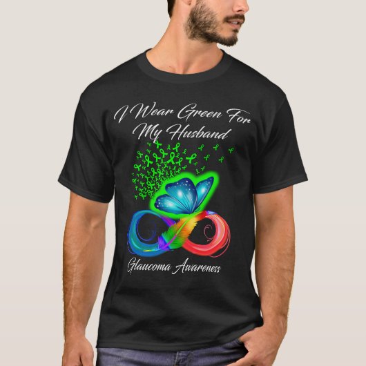 Butterfly Ich trage Grün für meinen Mann Glaucoma T-Shirt (Vorderseite)