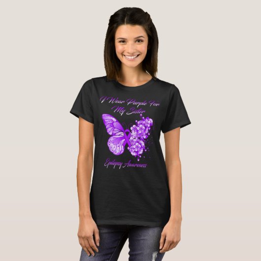 Butterfly Ich trage Lila für meine Schwester Epile T-Shirt (Vorne ganz)
