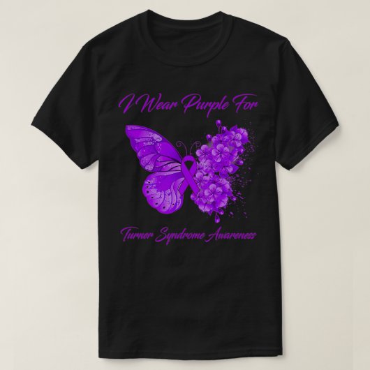 Butterfly Ich trage Lila für Turner Syndrom Awaren T-Shirt (Design vorne)