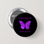 Butterfly Ich trage Lila für Überdosierungsbewusst Button (Vorne & Hinten)
