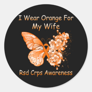 Butterfly Ich trage Orange für meine Ehefrau Rsd C Runder Aufkleber