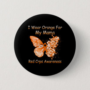 Butterfly Ich trage Orange für meine Mama Rsd Crps Button