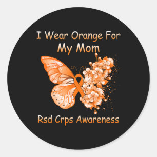 Butterfly Ich trage Orange für meine Mama Rsd Crps Runder Aufkleber