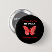 Butterfly Ich trage Rot für mein Papa-Gehirn Aneur Button (Vorne & Hinten)