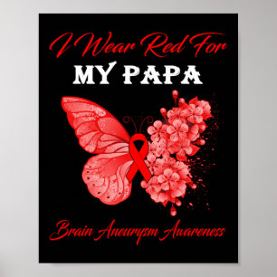 Butterfly Ich trage Rot für mein Papa-Gehirn Aneur Poster