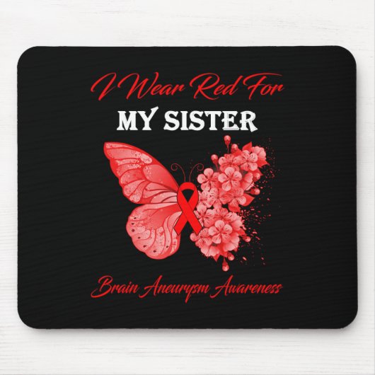 Butterfly Ich trage Rot für meine Schwester Gehirn Mousepad (Vorne)