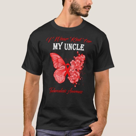 Butterfly Ich trage Rot für meinen Onkel Tuberkulo T-Shirt (Vorderseite)