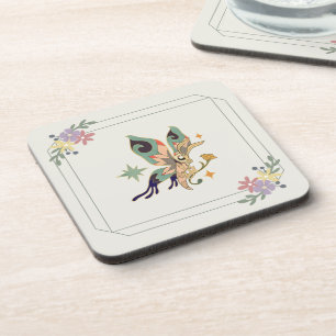 Butterfly Illustration, Beige Fairy Graphic Art Getränkeuntersetzer