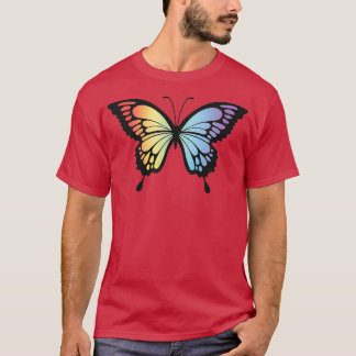 Butterfly Illustration Design Regenbogen Detaillie T-Shirt