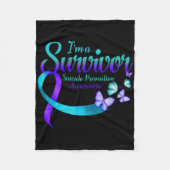 Butterfly Im A Survivor Suicide Prevention Awaren Fleecedecke (Vorderseite)