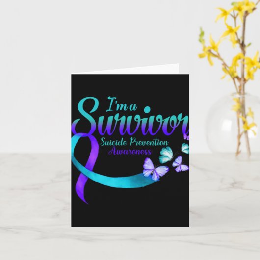 Butterfly Im A Survivor Suicide Prevention Awaren Karte (Gelbe Blume)