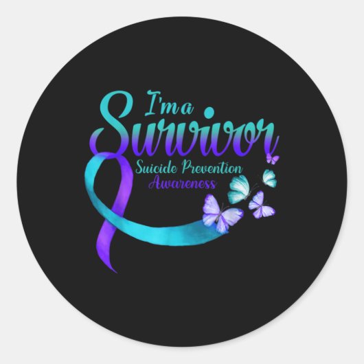 Butterfly Im A Survivor Suicide Prevention Awarene Runder Aufkleber (Vorderseite)