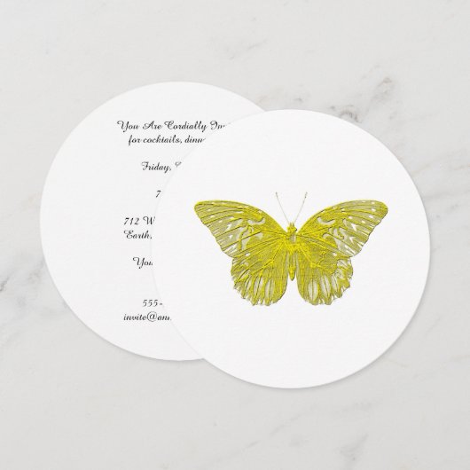 Butterfly im Letterpress-Stil Einladung (Vorne/Hinten)