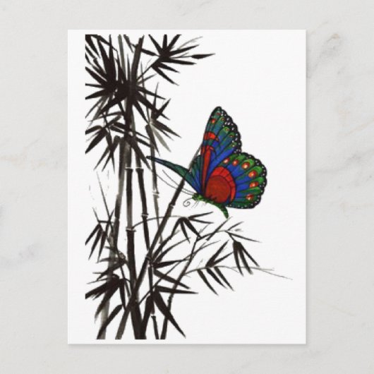 Butterfly in Bamboo Postkarte (Vorderseite)