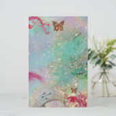 BUTTERFLY IN GLITZERN 2, blau rosa Briefpapier (Stehend Vorderseite)