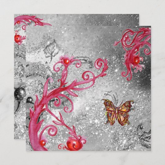 BUTTERFLY IN GLITZERN 2 ,Elegantes Hochzeitsfest P Einladung (Vorne/Hinten)
