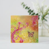 BUTTERFLY IN GLITZERN 2 , elegantes Hochzeitssembl Einladung (Stehend Vorderseite)