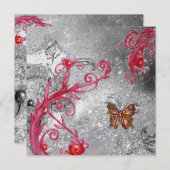 BUTTERFLY IN GLITZERN Elegantes Hochzeitseis aus M Einladung (Vorne/Hinten)