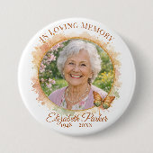 Butterfly In Loving Memory Memorial Button Pin (Vorderseite)