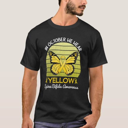 Butterfly In October We Wear Yellow Spina Bifida A T-Shirt (Vorderseite)