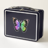 Butterfly in Rainbow Colours Metall Brotdose (Vorderseite)